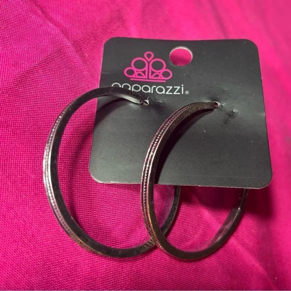 New! Paparazzi Jewelry Earrings New with Tags Retro Silver Hoops